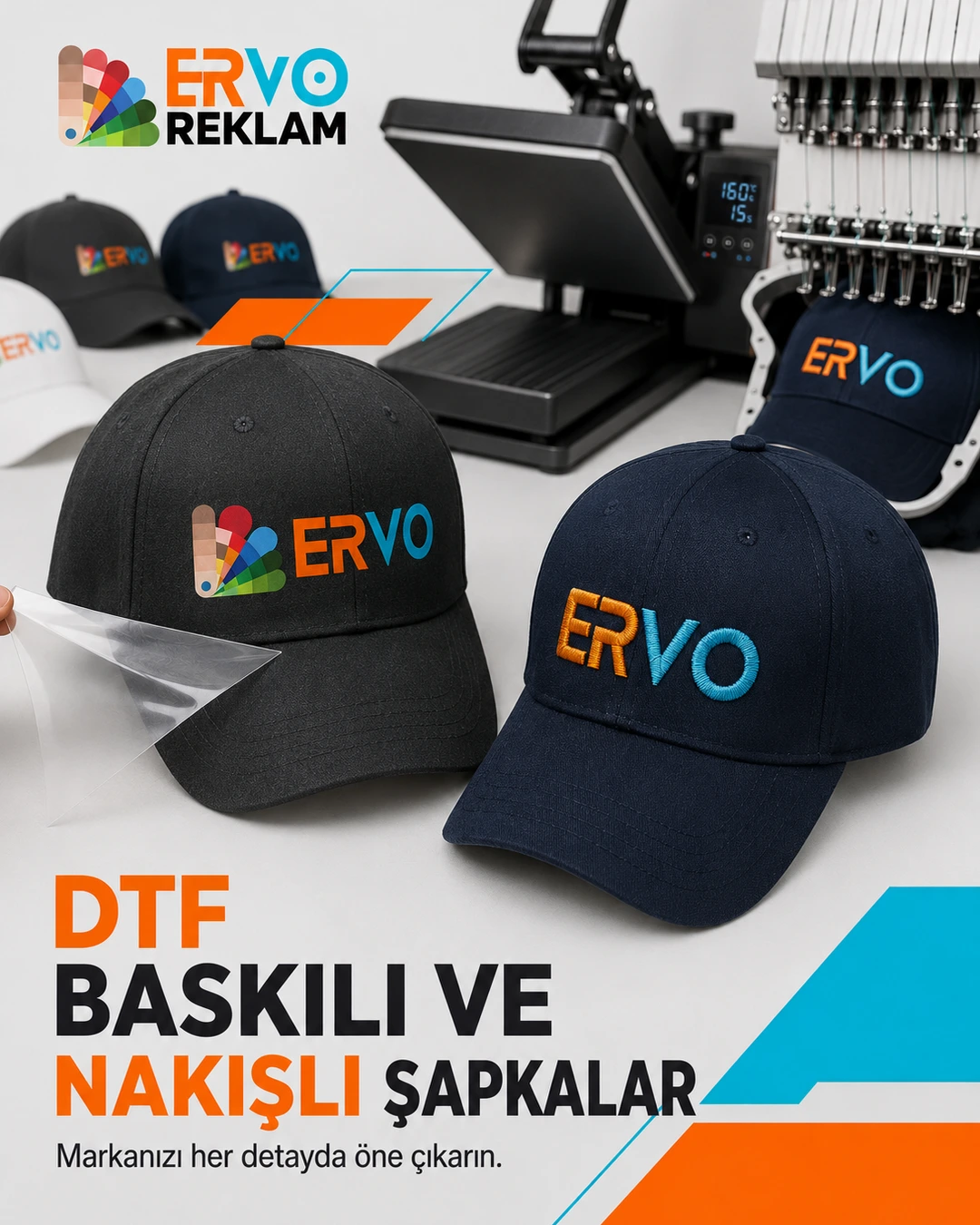 ERVO Reklam DTF Baskılı ve Nakışlı Şapkalar
